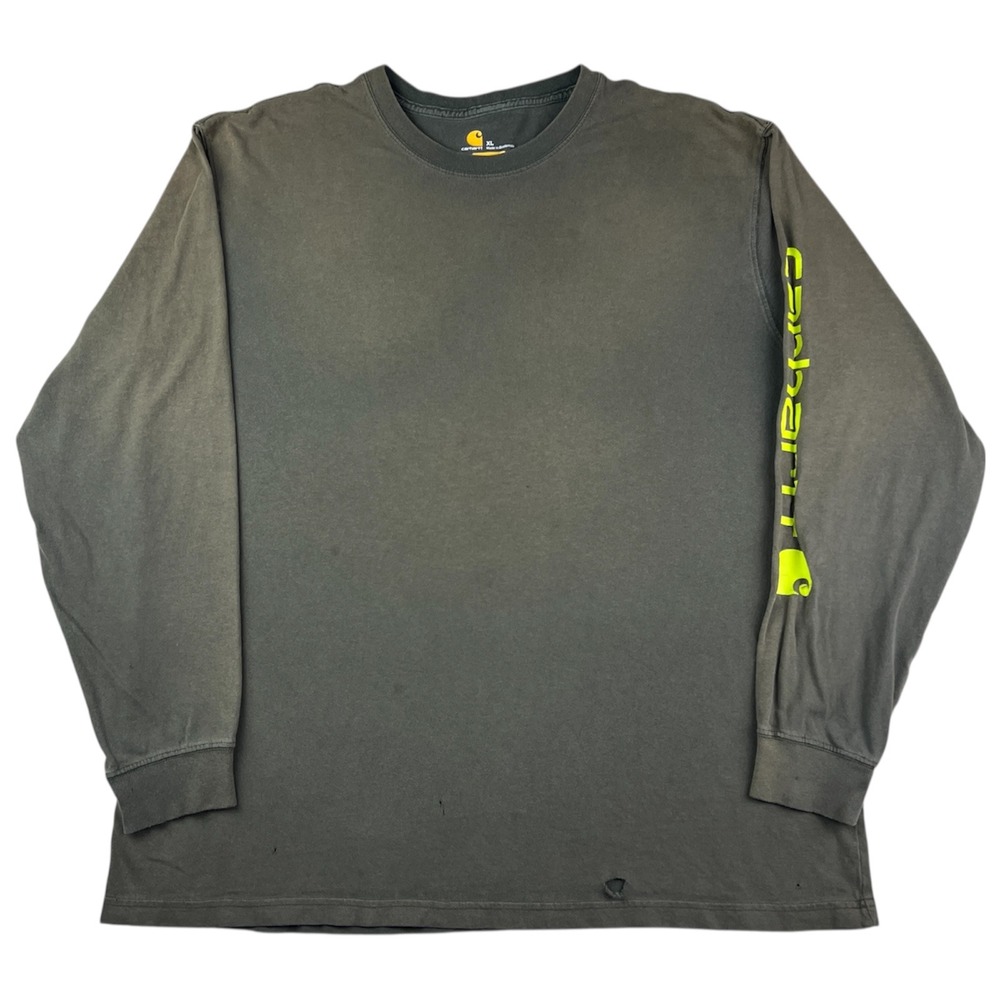 Carhartt Original Fit Long Sleeve T Shirt Men's XL Faded Green Workwear Distress
